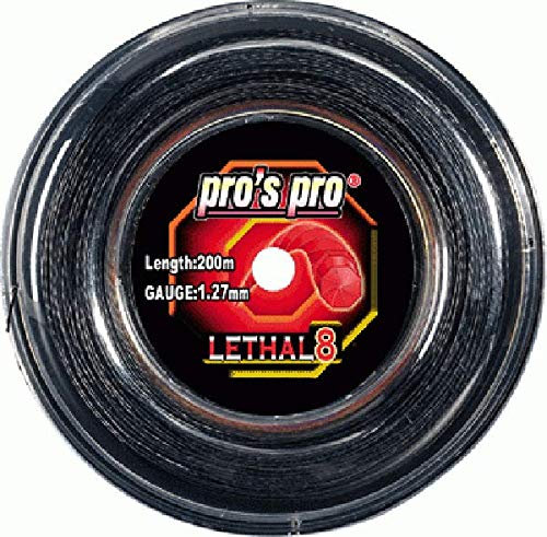 PROS PRO Lethal 8 Corde de Raquette de Tennis - 200m Bobine - 1.27mm - Noir
