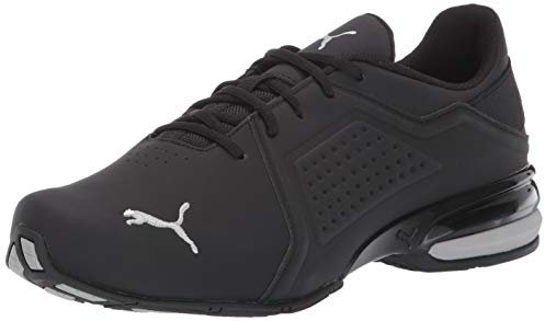 PUMA Herren Viz Runner Sneaker, schwarz/silberfarben, 43.5 EU