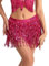Wuchieal Pailletten Glitzer Bauchtanz Hüfttuch Kostüm Pailletten Quaste Outfits Rock Gürtel Festival Kleidung (Dunkelpink, One Size)
