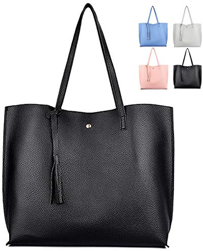 ZhengYue Handtasche Damen Tasche Schultertasche PU Leder Tasche Handtaschen Shopper Shopping Bag Umhängetasche für Alltag Büro Schule Ausflug Einkauf Schwarz