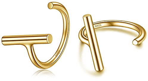 CHIC & ARTSY Half Hoop Earrings Vergoldete 925 Sterling Silber Bar Huggie Hoop Ohrringe für Frauen Offene Hoop Ohrringe Kleine Hugger Hoop Ohrringe