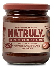 NATRULY Crema di Nocciole Senza Zucchero con Cacao e Dolcificanti, Addolcita con Fibra di Cicoria, Gusto Cioccolato al Latte -285 g