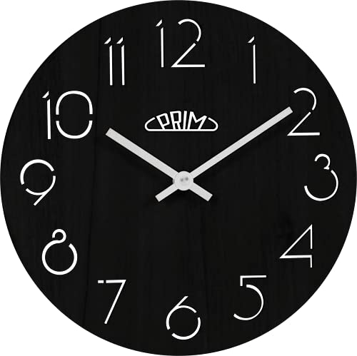 PRIM Holzuhren Natural zeichnen Sich durch ihre unverwechselbare Optik aus.Die Zahlen der Uhr selbst eingraviert.AA-Batterien Nicht im Lieferumfang enthalten.∅ 280 x 3 mm,Quarz-Schrittbetrieb.