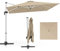 RELAX4LIFE Parasol de Jardin Exterieur Inclinable à 7 Positions Rotation par Pédale, Parasol Déporté 3x3M en Polyester avec 8 Branches Imperméable Anti-UV Résistant au Vent(Beige)