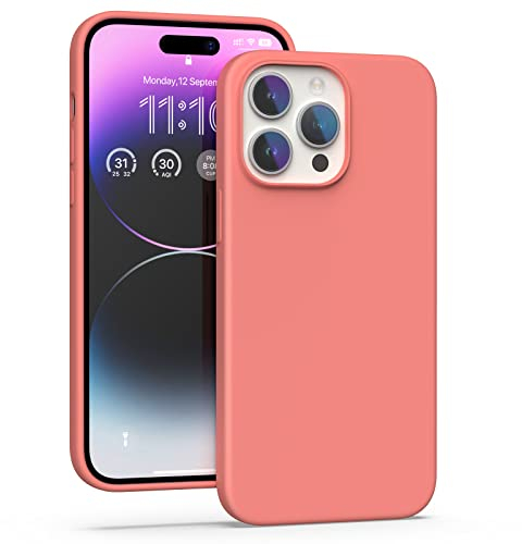 K TOMOTO Kompatibel mit iPhone 14 Pro Max Hülle für Frauen, [Fallschutz] [Anti-Fingerabdruck] [Anti-Kratzen] Stoßfeste, Weiche Silikon-Handyhülle für iPhone 14 Pro Max 6,7 Zoll, Koralle