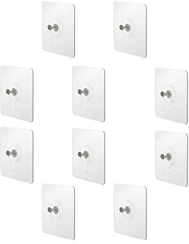 FOGAWA 10 chiodi autoadesivi da appendere a parete, gancio a vite da 6 cm, impermeabili, senza cuciture, senza chiodi, senza viti, senza viti, senza fori, per bagno, cucina, decorazione domestica