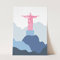 Rio de Janeiro Statue Cristo abstrakte Illustration Dekorativ Farbe Motiv ohne Rahmen in A3