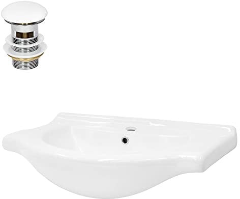 ML-Design Waschbecken aus Keramik Weiß 77x21,5x51,5 cm inkl. Ablaufgarnitur, Einbauwaschbecken mit Überlauf, Aufsatzwaschbecken Einbauwaschtisch Waschschale Waschplatz Handwaschbecken, für Badezimmer