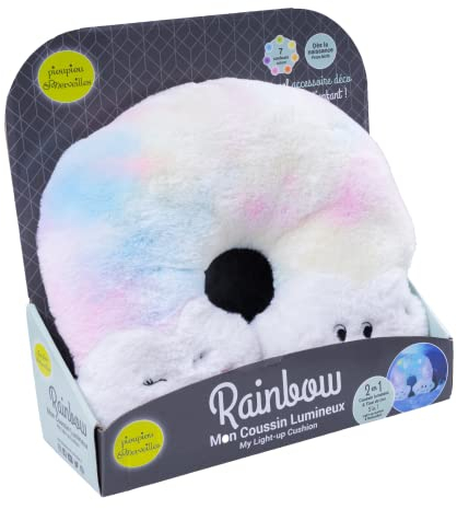 Pioupiou et Merveilles Regenbogen-Kissen, Leuchtend, 40 cm, vielseitig einsetzbar, um den Hals als Kissen, 7 Regenbogenfarben, Geschenkidee ab der Geburt – 16513