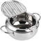 LIZEALUCKY Stainless Steel Deep Fryer, Japanese Style Fryer Tempura Deep Fryer with Thermometer and Drip Drain Rack, Induction Cooker Compatible(24cm)