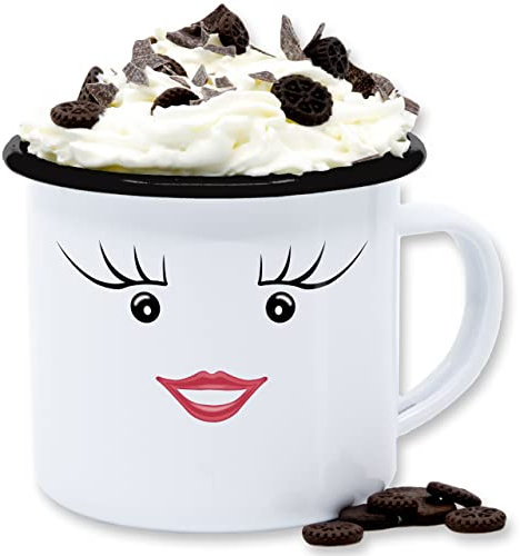 Emaille Tasse Blechtasse - Karneval & Fasching - Tassen - Partner Kostüm Milch und Schokolade Milky Partnerkostüm I Paar Kostüm Milky and Chocolate couple costume - 300 ml - Weiß Schwarz