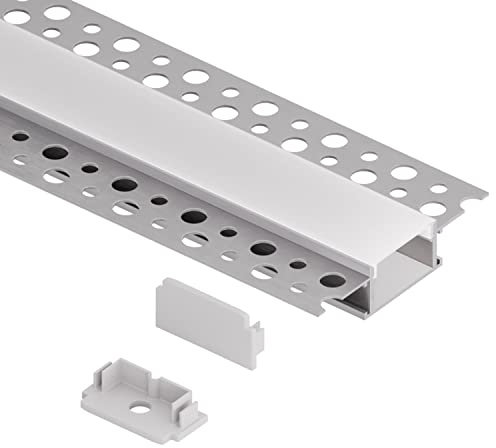 Rabando 6er Pack LED Alu Profile Unterputzprofil MUR für 20mm LED-Streifen mit einklickbarer Abdeckung Opal - 6 m