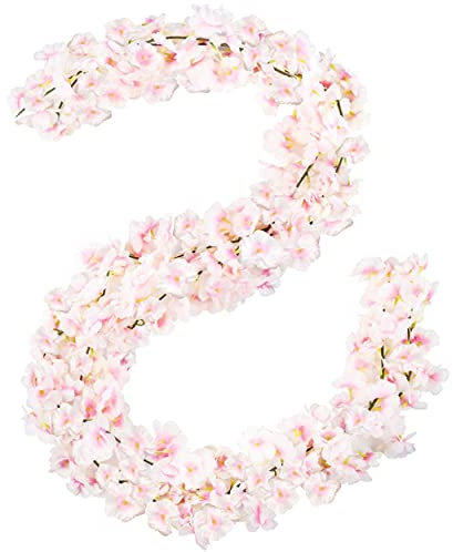 Homcomodar 4er Pack künstliche Blumne Kirschblüten Girlande 5.9FT Seidenblume Hängen Reben für Hochzeit Party Tisch Hintergrund Bogen Wand Dekor