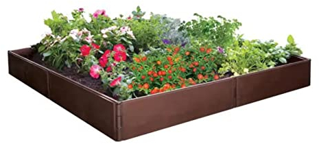JUNG Hochbeet quadratisch - 115x115x14cm, Kunststoff, Pflanzbeet Gartenbeet Frühbeet Pflanzkübel Gemüsebeet Pflanzkasten Blumenbeet