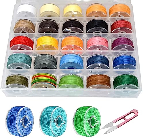 25 Rotoli 10m x 0,55 mm Filo Cerato: Nizirioo Filo per Braccialetti, Multicolore Fili per Braccialetti, Filo per Macrame per Gioielli Making Leather Sewing Handcrafting