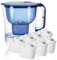 Watus Wasserfilter, Blaue Wasserfilterkanne, Enthält 7 Watus Kartuschen - Wasserfilterkanne (3,8 Liter), Trinkwasserfilterung zur Reduzierung von Kalk, Chlor, Blei und Kupfer im Leitungswasser.…