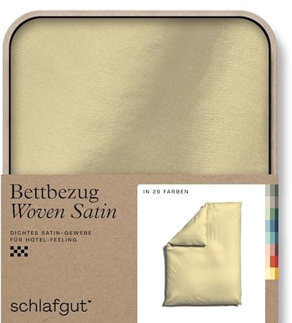 schlafgut Woven Satin Bettwäsche 155x220cm Bettdecke Bezug einzeln, Yellow Mid Uni in Hotelqualität mit 100% Baumwolle