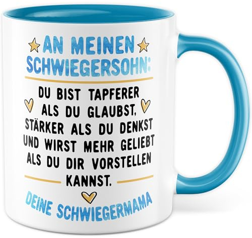Schwiegermama Schwiegersohn Tasse Geschenk Verlobung Hochzeit Kaffeetasse Schwiegermutter Geschenkidee Motivations-Spruch Kaffee-Becher Inspiration Geburtstag Weihnachten