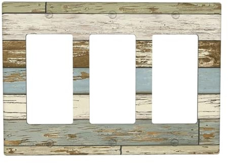 Vieux grain de bois 3 interrupteurs à bascule/interrupteur mural décoratif abstrait plaque frontale électrique pour cuisine salle de bain