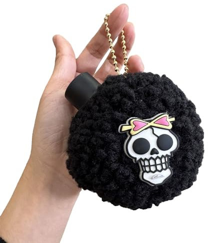 Einteiliger Plüsch-Schlüsselanhänger für Rucksack, Luffy Devil Fruit Brook Head, Neuheit, Schlüsselanhänger für Anime-Fans, Geschenkidee, Schwarz, Einheitsgröße