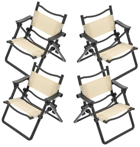 SAFIGLE 4 Stück Mini-klappstuhl Mini-puppenstubenstuhl Lustiger Handyhalter Miniatur-stuhlmodell Klappstuhl Modelle Kleines Stuhlspielzeug Süßer Handyständer Winzige Puppenhaus Requisiten
