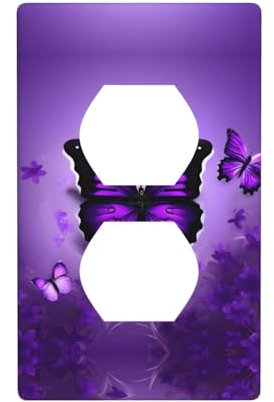 Plaque décorative pour interrupteur - Joli motif papillons violets - Plaque murale vierge