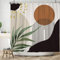 ASDCXZ Boho Duschvorhang 180x180 cm, Modern Abstrakt Boho Style Grün Blätter Braun Sonne Grey Schwarz Bad Waschbar Duschvorhänge Polyester Textil Wasserdicht Badevorhang für Badewanne mit 12 Haken