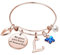 TINGN Rosegold Charm Armband mit Buchstaben, Rosegold Armbänder Damen Buchstaben L Armband mit Buchstaben Buchstaben Armband Mädchen Rosegold Charm Armband Damen Geschenke für Frauen Mädchen Geschenke