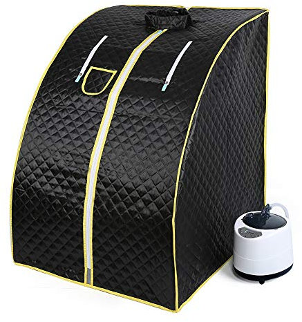 Sauna à Vapeur Sauna Pliable Cabine Portable Home Sauna Spa Tente Saunas avec le Contrôleur de Température à Distance Sauna Couverture de Sauna,98x80x70cm-noir