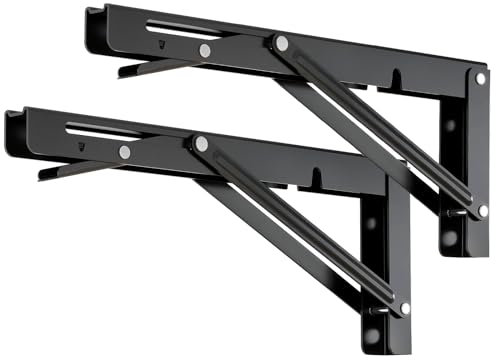 Klappkonsole Schwerlast 250 mm, LSK Klappwinkel 90 Grad Schwarz 2 PCS Metall Klappregalhalterungen Klappscharnier für Klapptisch Wandmontage Wandtisch Klappbar Wandregal Tragkraft 100KG