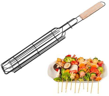Kabob Grillkorb, Holzkohlekorb, Grillkorb, Kabob-Grillrost – Metall-Grillkorb, gekochte Kabobs, Gemüse-Grillkorb, Grillkörbe für Gemüse, Meeresfrüchte, Fleisch
