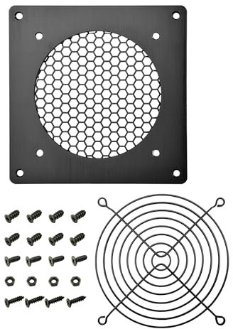 iYueMps Griglia di ventilazione da 120 mm, copertura per ventole in metallo spazzolato, per PC computer, AV e armadi elettronici (1 set)