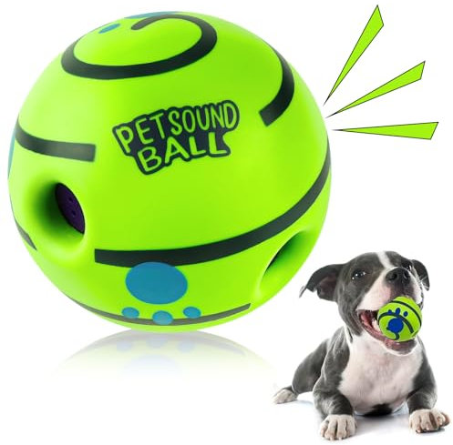 QKURT Giggle Ball for Dogs, Indestructible Squeaky Dog Toy, Interactive Pet Balls for Training, Boredom and Anxiety Relief (8.8cm)