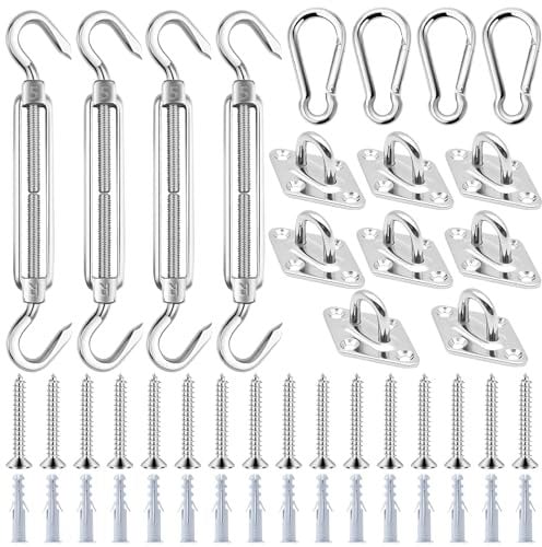 TooTaci Sun Shade Sails Hardware Kit, M5 Triangle Rectangle Sun Shades Installation, Stainless Steel Turnbuckles for Shade Sail Hardware Kit, Awning Attachment Set for Patio Garden Outdoors