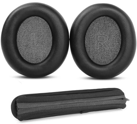 XRHTONG Prime Replacement Earpads+Headband Compatible with Soundcore by Anker Space Q45 Adaptive Active Headphone Ear pads Cushion(Protein Leather/Memory Foam)