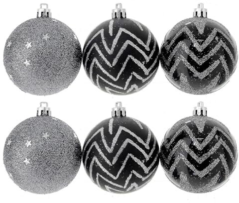 Umweltfreundliche Weihnachtsbaumkugeln, Glitzer Schwarz, 9-teiliges Set, 60 mm