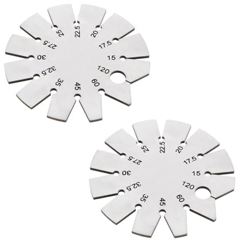 EMSea 2PCS Stainless Steel Bevel Gauge 15-120 Degree Bevel Angle Gauge Diameter 70mm Thickness 2mm for Engraving Tools Woodworking Tools Edge Measurement