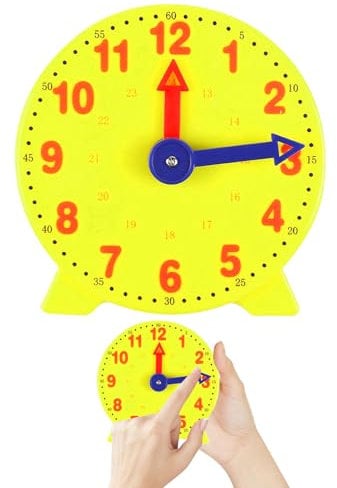 Teaching Clock,1PCS Yellow Learning Clock for Kids,Teaching Clocks for Children Learn to Tell the Time Clock 24-Hour,Tell the Time Clock for Kids,4 Inch 12/24 Hour for ages 4+ Teaching Clock