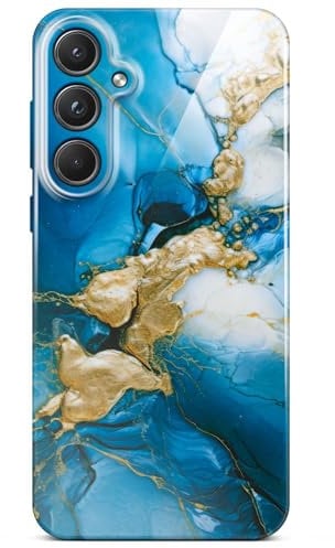 ONEFLOW Bliss Cover für Samsung Galaxy S20 FE/FE 5G Hülle in Marmor Optik, Designer Case Handy Schutzhülle mit Kameraschutz, Muster Hardcase Glitzer Handyhülle marmoriert, Blau Gold