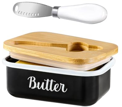 Butter Dish with Lid,Metal Butter Keeper with Stainless Steel Multipurpose Butter Knife,Lightweight Unbreakable Butter Container for Countertop Upgrade Double Silicone Seal