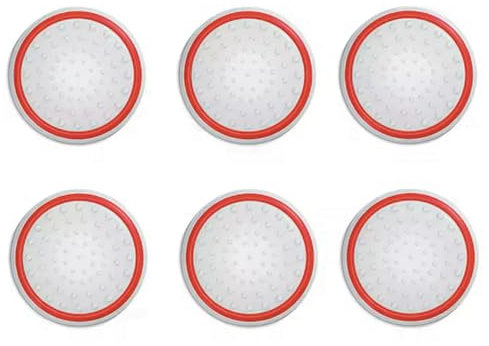 Tappi per joystick per controller Xbox One, Xbox Series X, PS4, PS5, in silicone antiscivolo, per una maggiore precisione e comfort, confezione da 6, colore: bianco con striscia rossa