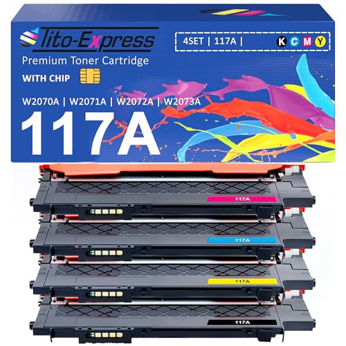 117A XL Kompatibel für Toner HP Color Laser 150a 150nw MFP 178nw 179fnw 179fwg Toner für HP W2070A W2071A W2072A W2073A Set Schwarz, Magenta, Gelb, Cyan 4er-Pack