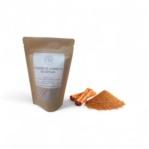 Cannelle en Poudre de Ceylan - 100 grs - Madagascar - Épice Aromatique - Cannelle Moulue Fine pour Cuisine et Pâtisserie - Qualité Premium
