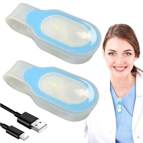 2 x Krankenpflege Nachtlicht Clip, LED Clip Licht USB Aufladbar Magnetisch 3 Modi, Mini Nachtlicht Krankenschwester, LED Sicherheitslicht für Nacht Schichtkrankenschwester Laufen Joggen Camping