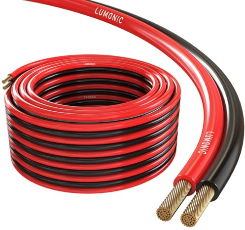 Lumonic Lautsprecherkabel | 5m Rot Schwarz | 2x 4mm² CCA | HiFi Boxenkabel | Audio Zwillingsleitung
