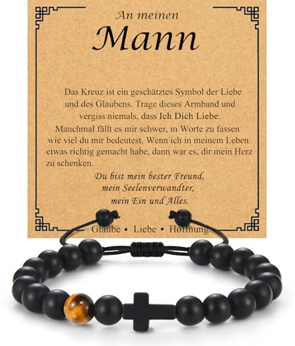 JEWTOP Geschenk für Männer, Kreuz Armband Geschenke für Sohn Bruder Mann zum Geburtstag Weihnachten Valentinstag