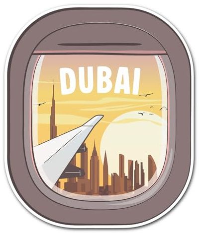 2 x 10 cm Dubai-Vinyl-Aufkleber – VAE Flugzeug Fenster Flug Flagge Stadt Sehenswürdigkeiten Reise Urlaub Location Aufkleber Scrapbook Aufkleber #83484