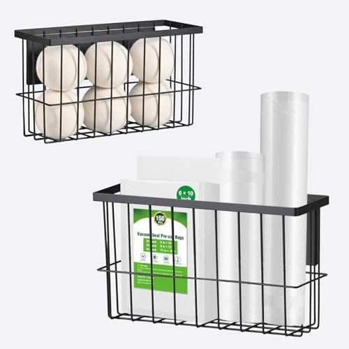 FAMNONE 2Pcs Magnetic Basket Fridge Dryer Ball Holder for Laundry Room Organization and Storage, Magnetic Lint Bin Home Organization for Laundry Room, Kitchen & Office Class School (B-LXL)