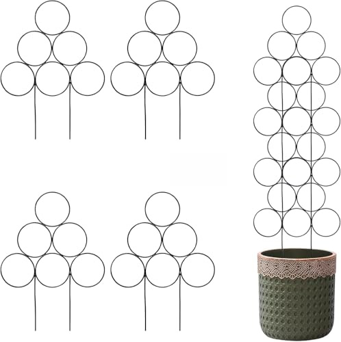 Rankgitter für Zimmerpflanzen, 40 cm, Metalldraht, stapelbar, für Topfpflanzen, kleine Gartenspalier für Kletterpflanzen, Monstera, Efeu, Pothos, Reben, 4 Stück