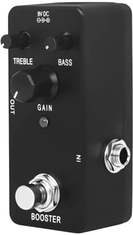 E-gitarren für Präzise Klangsteuerung Pure Booster Effektgerät | Schwarz aus Abs, für E-gitarre, Einfache Bedienung, Selbstgemacht Projekte und Kontrollierte Verzögerungseffekte